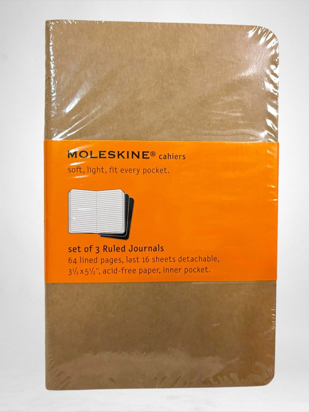 MOLESKINE cahiers 3-1/2" x 5-1/2" Set of 3 Ruled Acid Free Paper Pocket Journals